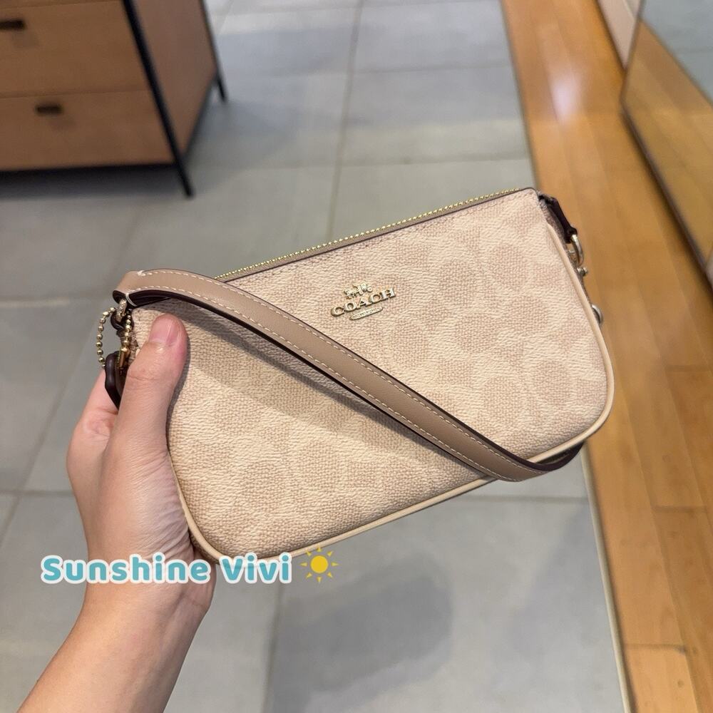 NWT Coach Nolita 19 In Blocked Signature Canvas Gold/Sand/Tan cy236